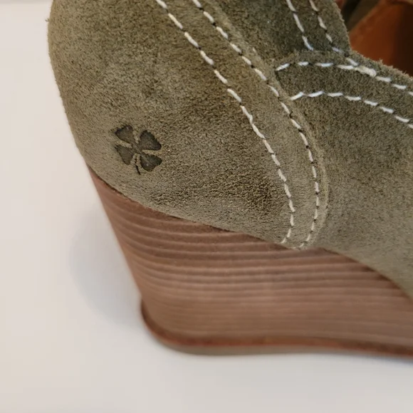 NWOT Lucky Brand Lukili Women's Sandals Wedge Ankle Strap Moss Green Size US 7 - Picture 9 of 11